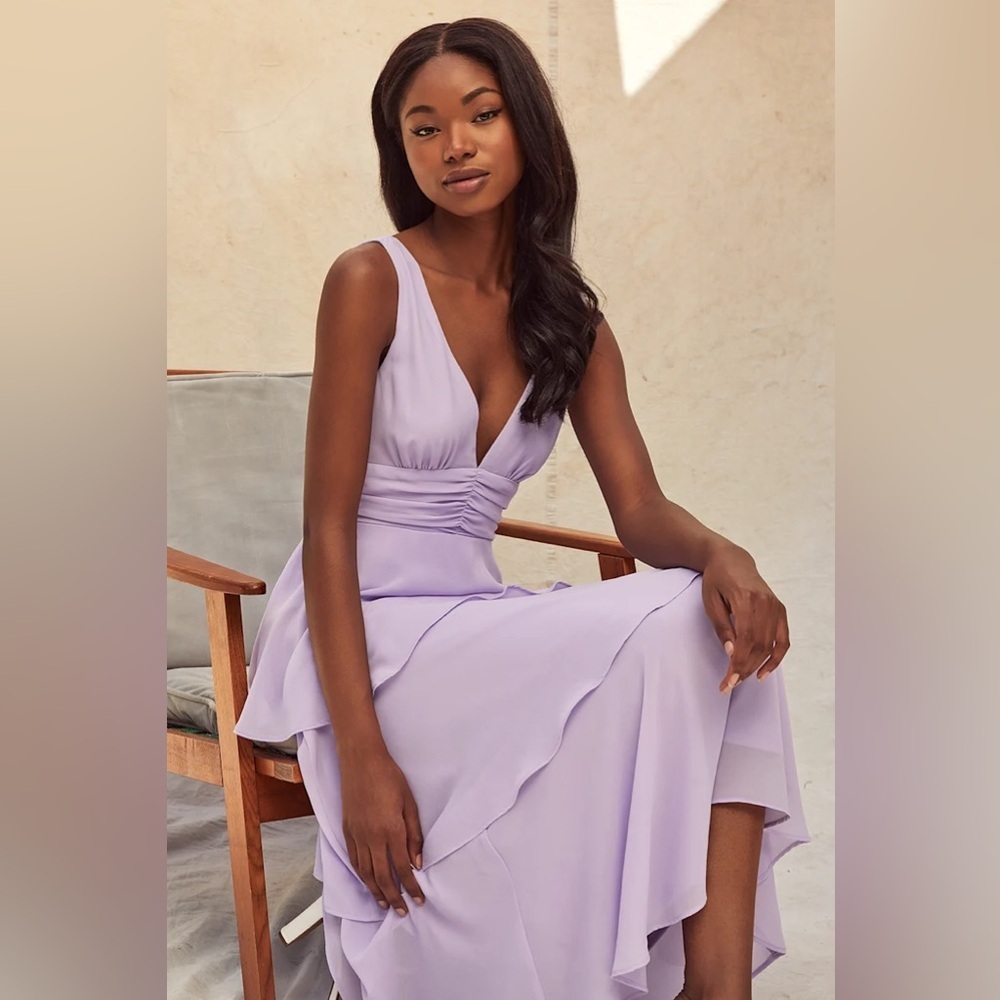 Lulus Celebration Time Lavender Sleeveless Tiered
Midi Dress - Picture 3 of 9